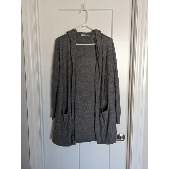 Vince. 100% Cashmere Hooded Grey Cardigan Duster sz XS - Picture 1 of 6